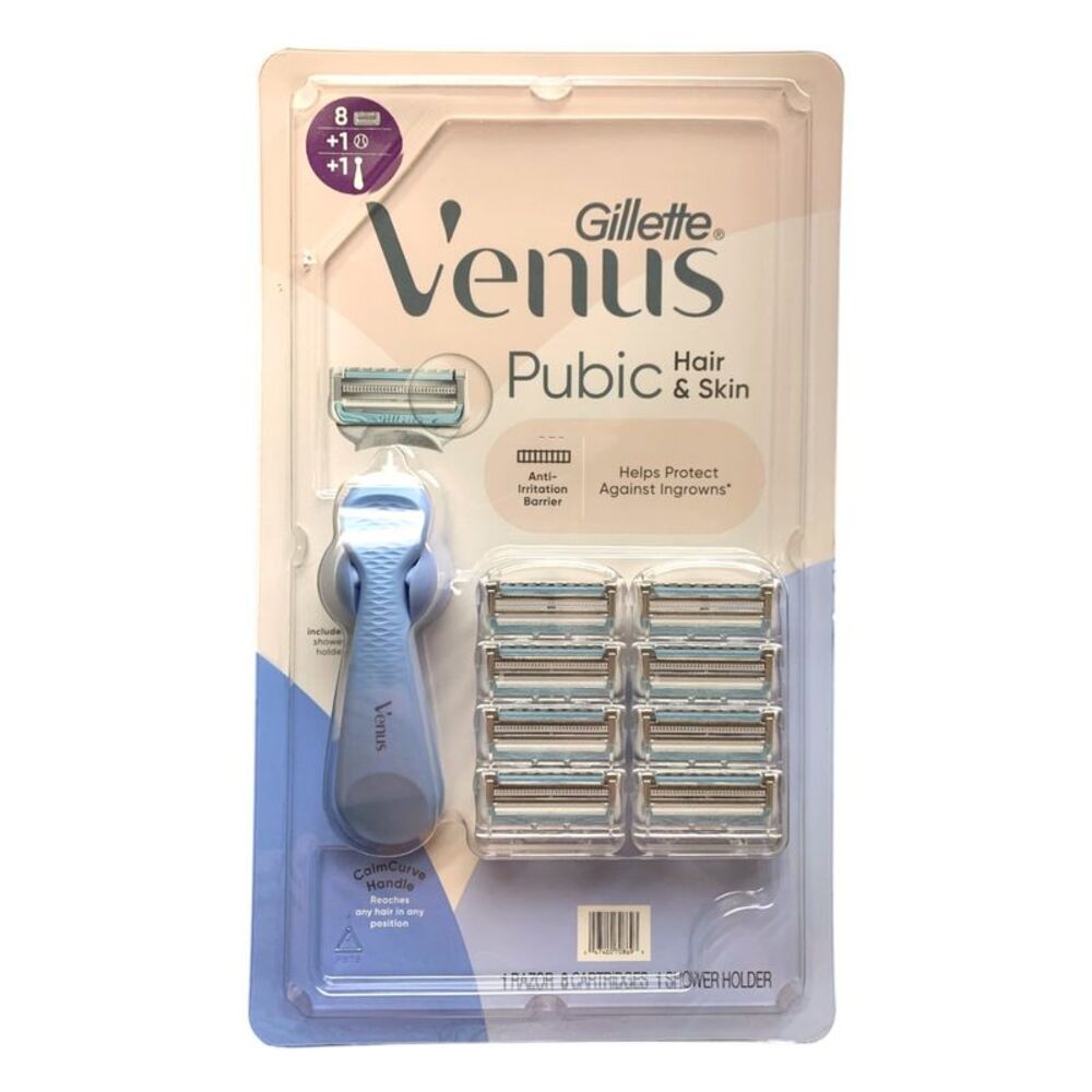 Gillette Venus Intimate Razor; Handle, Shower Holder and 8 Cartridges